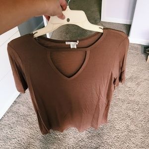 Brown Cutout Top